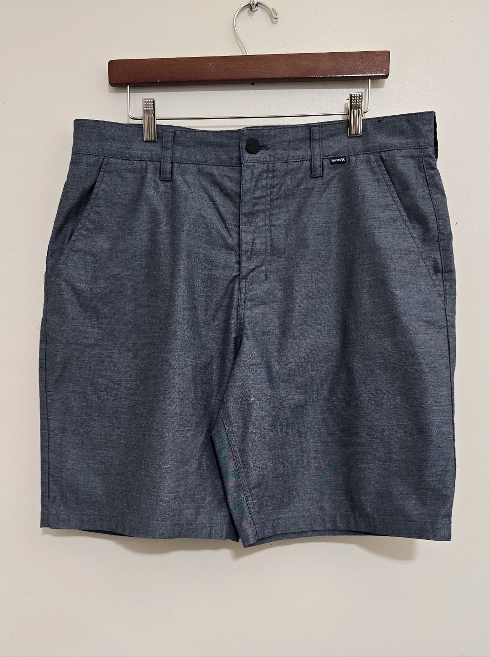 HURLEY men's 34 Chino Flat Front Stretch Shorts Blue Casual Outdoor Vacation